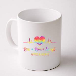 Live Love Accept Autism Awareness Tie Dye Autism Heartbeat Gift Coffee Mug