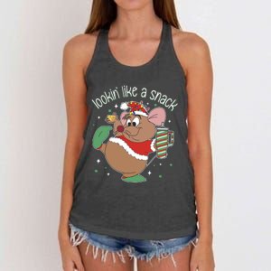 Looking Like A Snack Christmas Mouse Boujee Santa Xmas Women's Knotted Racerback Tank