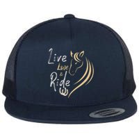 Live Love And Ride Horses Flat Bill Trucker Hat