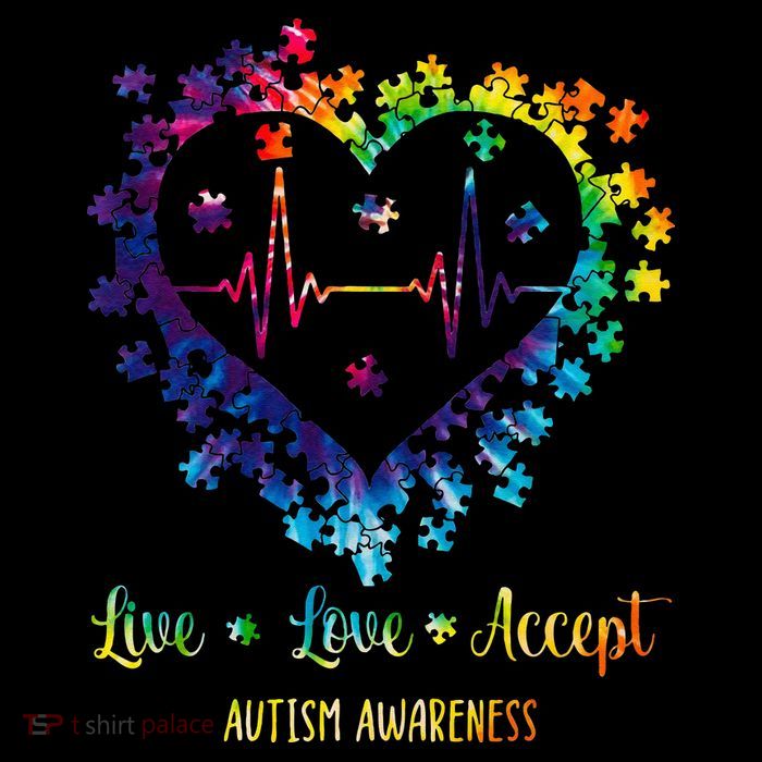 Live Love Accept Autism Awareness Tie Dye Autism Heartbeat Flatbill Hat