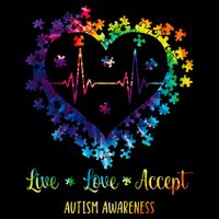 Live Love Accept Autism Awareness Tie Dye Autism Heartbeat Zip Tote Bag