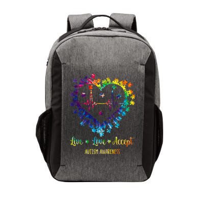 Live Love Accept Autism Awareness Tie Dye Autism Heartbeat Vector Backpack