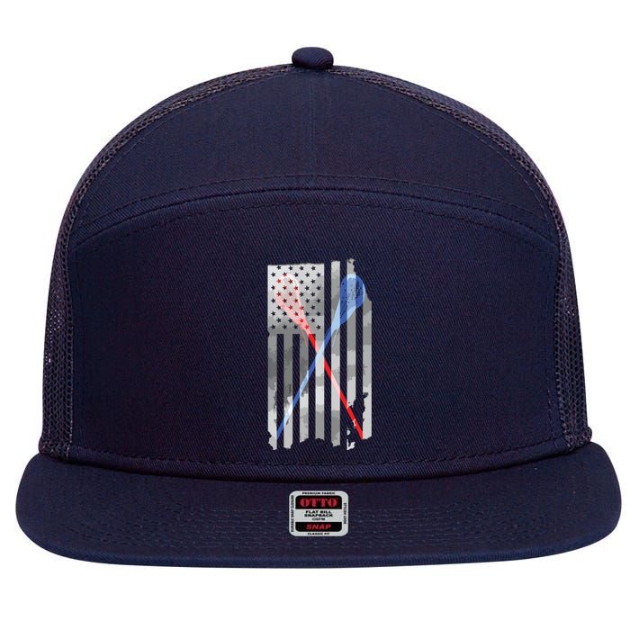 Lacrosse LAX American Flag 7 Panel Mesh Trucker Snapback Hat