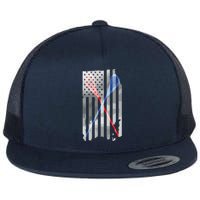 Lacrosse LAX American Flag Flat Bill Trucker Hat