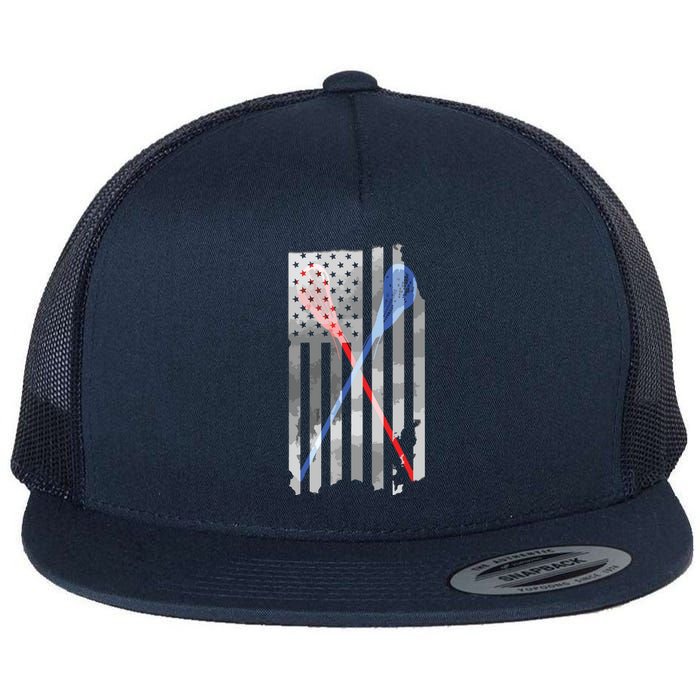 Lacrosse LAX American Flag Flat Bill Trucker Hat