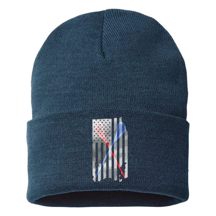 Lacrosse LAX American Flag Sustainable Knit Beanie