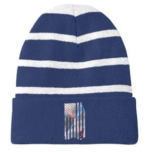 Lacrosse LAX American Flag Striped Beanie with Solid Band