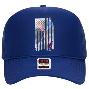 Lacrosse LAX American Flag High Crown Mesh Back Trucker Hat