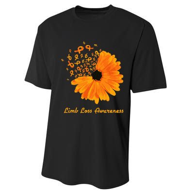 Limb Loss Awareness Orange Sunflower Ribbon Fighter Performance Sprint T-Shirt