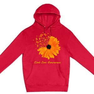 Limb Loss Awareness Orange Sunflower Ribbon Fighter Premium Pullover Hoodie