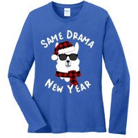 Llama Llama Alpaca Happy New Years Eve Party Decor Pajamas Gift Ladies Long Sleeve Shirt