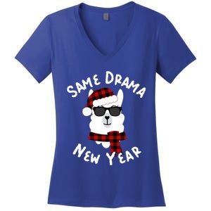 Llama Llama Alpaca Happy New Years Eve Party Decor Pajamas Gift Women's V-Neck T-Shirt