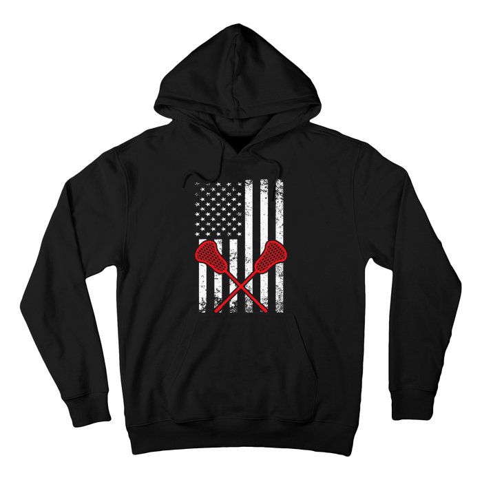 Lacrosse LAX American USA Flag Hoodie