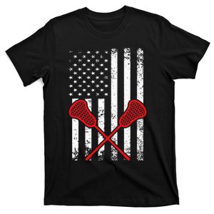 Lacrosse LAX American USA Flag T-Shirt