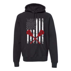 Lacrosse LAX American USA Flag Premium Hoodie