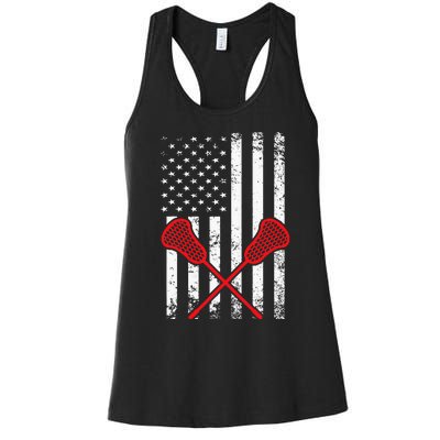 Lacrosse LAX American USA Flag Women's Racerback Tank