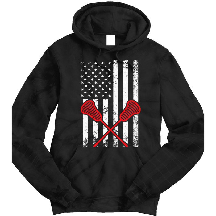 Lacrosse LAX American USA Flag Tie Dye Hoodie