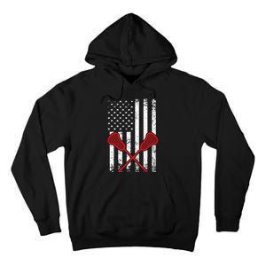 Lacrosse LAX American USA Flag Tall Hoodie