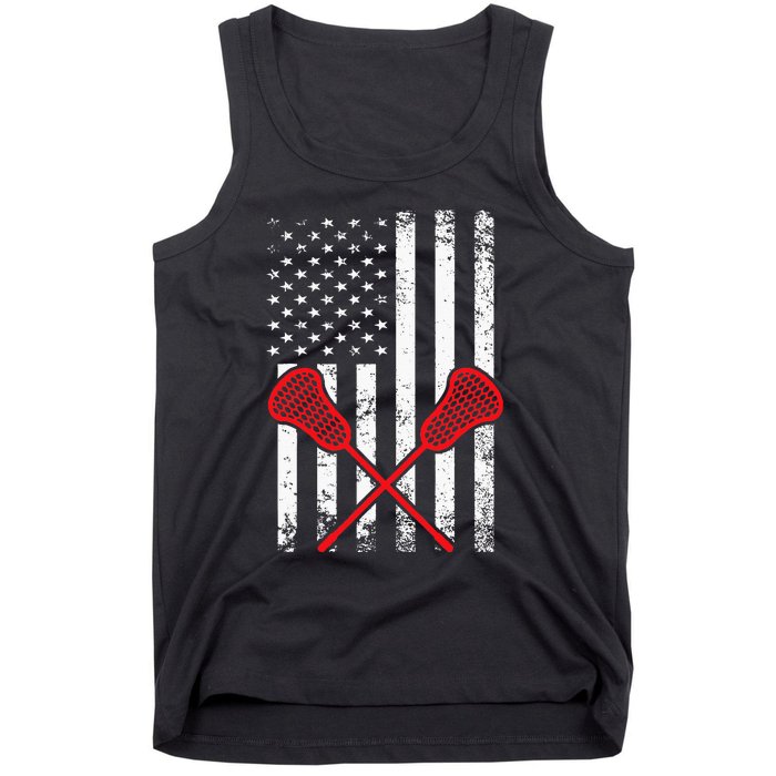 Lacrosse LAX American USA Flag Tank Top