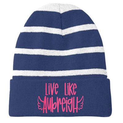 Live Like Aubreigh Striped Beanie with Solid Band