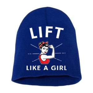 Lift Like A A Retro Inspired Weight Lifting Gift Short Acrylic Beanie