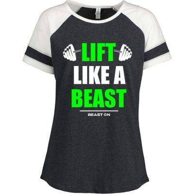 Lift Like A Beast Green Gym Fitness Bodybuilding Training Gift Enza Ladies Jersey Colorblock Tee