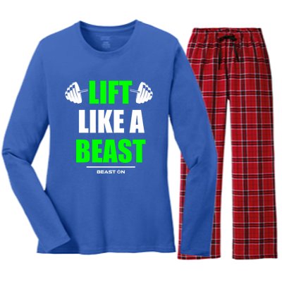 Lift Like A Beast Green Gym Fitness Bodybuilding Training Gift Women's Long Sleeve Flannel Pajama Set 