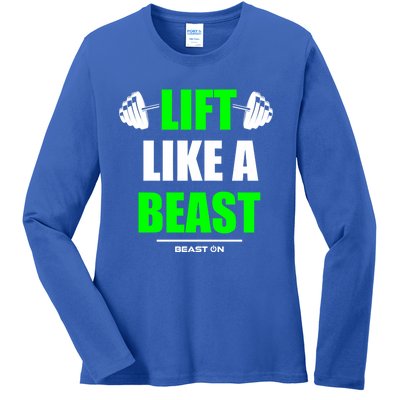 Lift Like A Beast Green Gym Fitness Bodybuilding Training Gift Ladies Long Sleeve Shirt