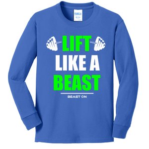 Lift Like A Beast Green Gym Fitness Bodybuilding Training Gift Kids Long Sleeve Shirt