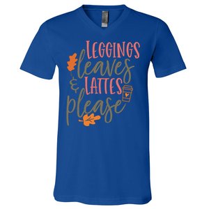 Leggings Leaves And Lattes Please Funny Pumpkin Spice Lovers Cute Gift V-Neck T-Shirt