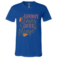 Leggings Leaves And Lattes Please Funny Pumpkin Spice Lovers Cute Gift V-Neck T-Shirt