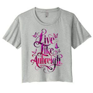 Live Like Aubreigh Dreamy Inspirational Butterfly Design Women's Crop Top Tee