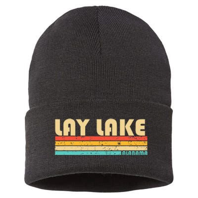 Lay Lake Alabama Funny Fishing Camping Summer Sustainable Knit Beanie