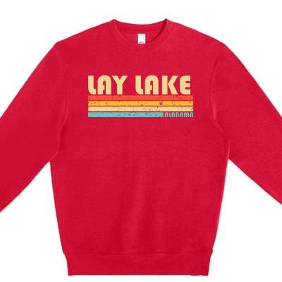 Lay Lake Alabama Funny Fishing Camping Summer Premium Crewneck Sweatshirt