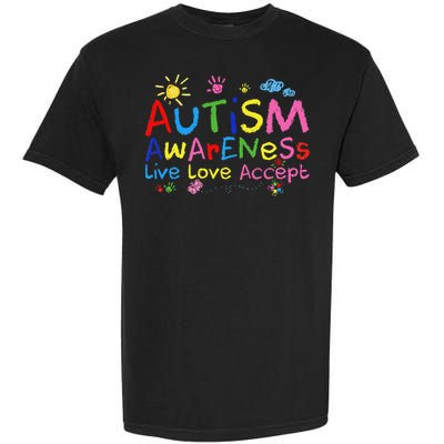 Live Love Accept Autism Awareness Women Garment-Dyed Heavyweight T-Shirt