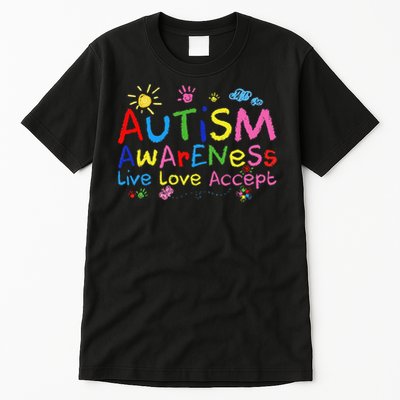 Live Love Accept Autism Awareness Women Tall T-Shirt