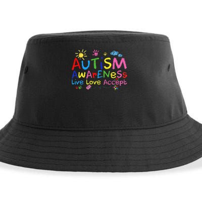Live Love Accept Autism Awareness Women Sustainable Bucket Hat