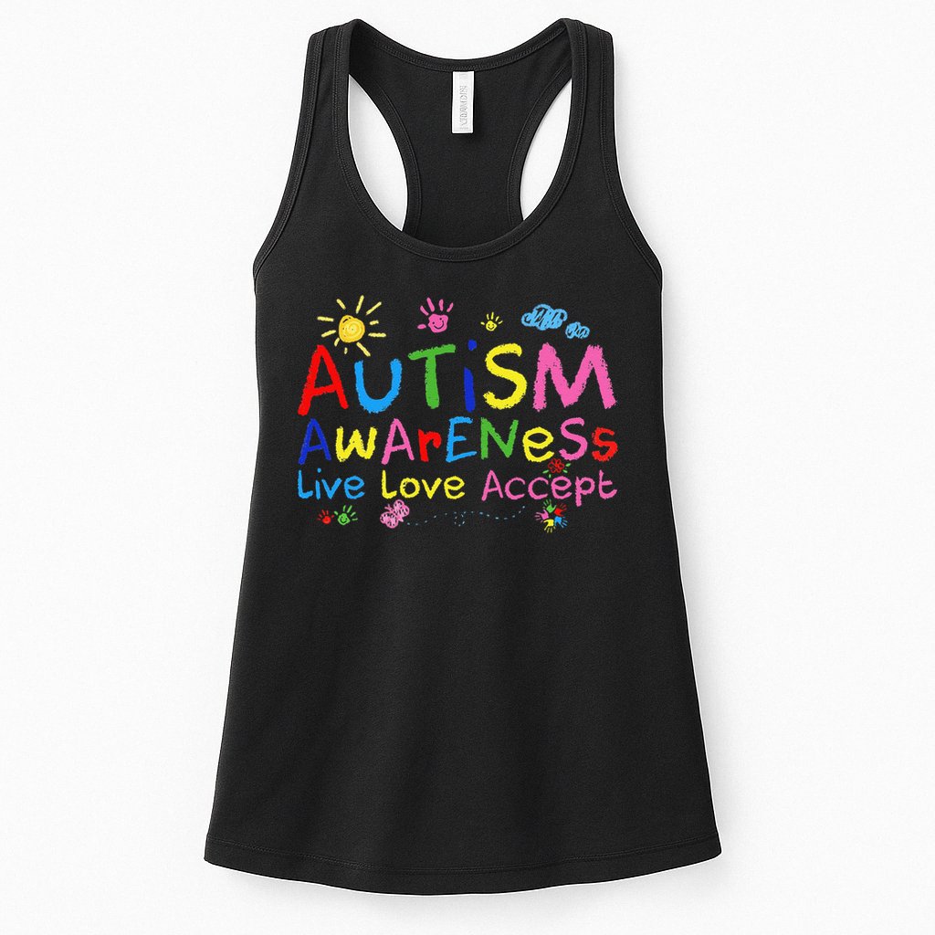 Live Love Accept Autism Awareness Women Womens Tank Top