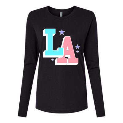 LA LOS ANGELES VARSITY TYPOGRAPHY Womens Cotton Relaxed Long Sleeve T-Shirt