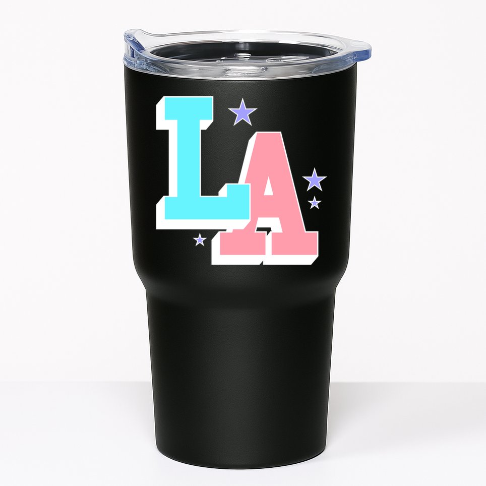 LA LOS ANGELES VARSITY TYPOGRAPHY Tumbler