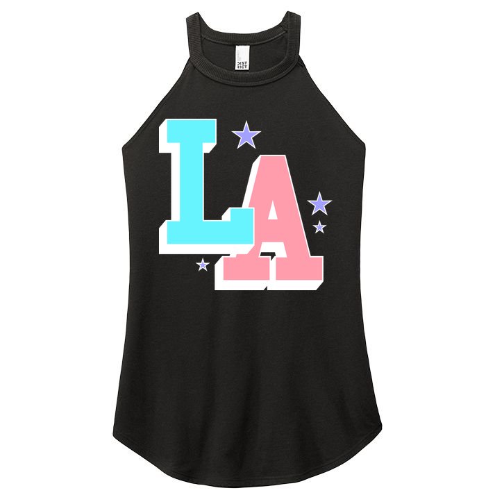 LA LOS ANGELES VARSITY TYPOGRAPHY Women's Perfect Tri Rocker Tank