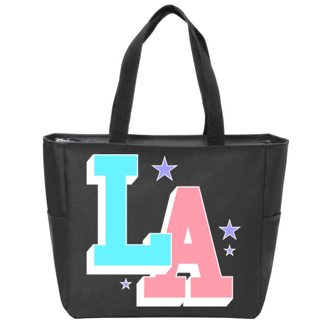 LA LOS ANGELES VARSITY TYPOGRAPHY Zip Tote Bag