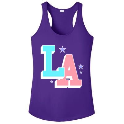 LA LOS ANGELES VARSITY TYPOGRAPHY Ladies PosiCharge Competitor Racerback Tank