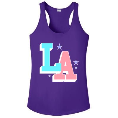 LA LOS ANGELES VARSITY TYPOGRAPHY Ladies PosiCharge Competitor Racerback Tank