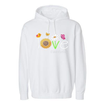 Love Life Auntie Cute Matching Family For Auntie Garment-Dyed Fleece Hoodie