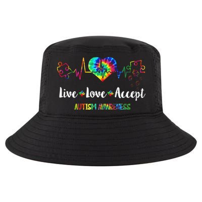 Live Love Accept Autism Awareness Tie Dye Autism Mom Gift Cool Comfort Performance Bucket Hat