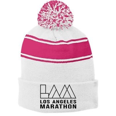 LA Los Angeles Marathon Stripe Pom Pom Beanie