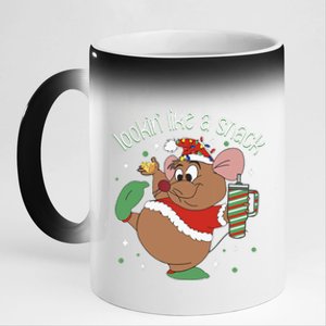 Looking Like A Snack Christmas Mouse Boujee Santa Xmas 11oz Black Color Changing Mug