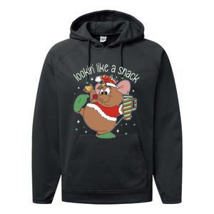 Looking Like A Snack Christmas Mouse Boujee Santa Xmas Performance Fleece Hoodie