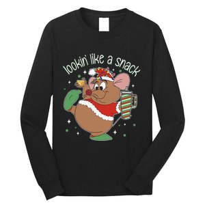 Looking Like A Snack Christmas Mouse Boujee Santa Xmas Long Sleeve Shirt